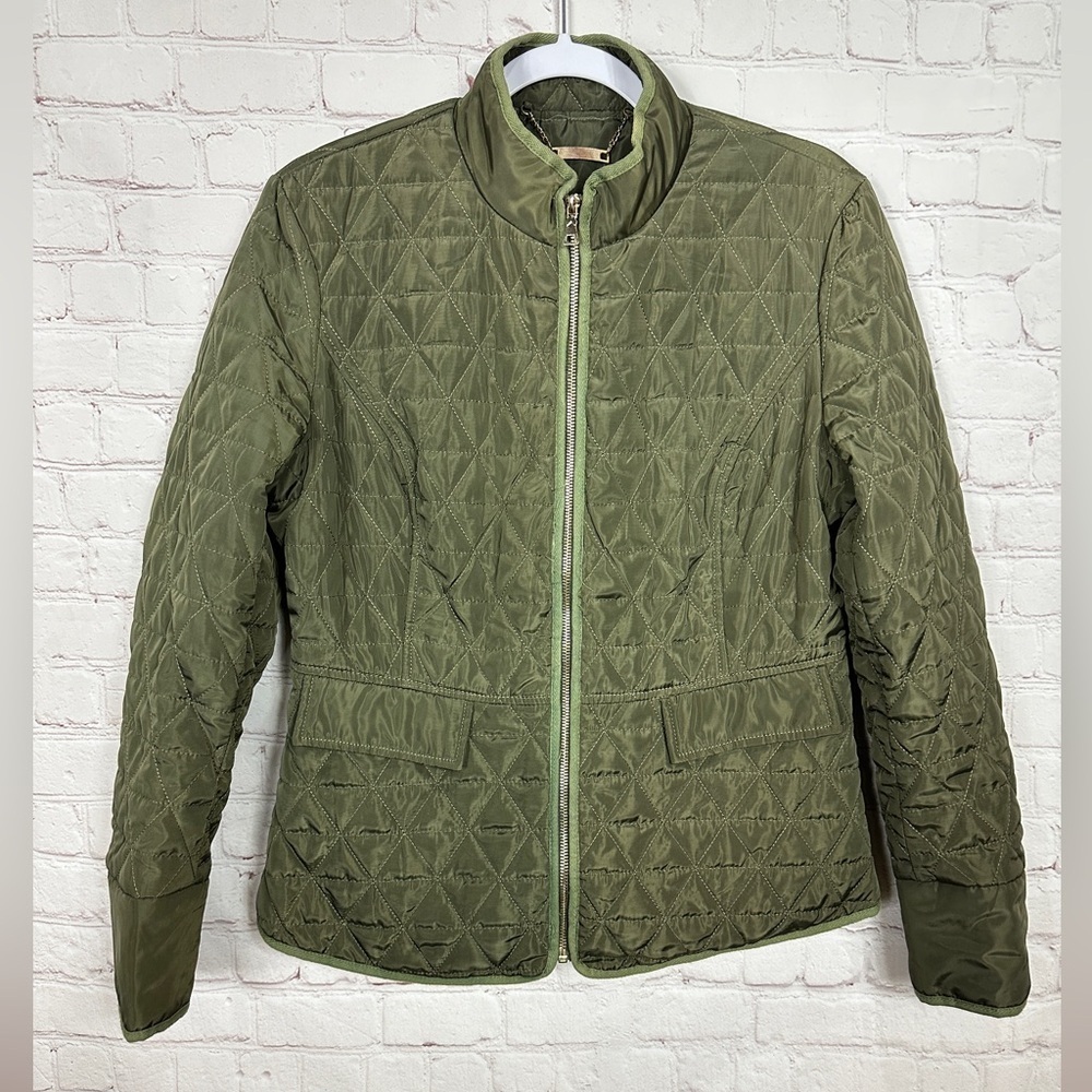 LA Coalition Womens green quilted faux fur lined jacket, sz‎ L, GUC